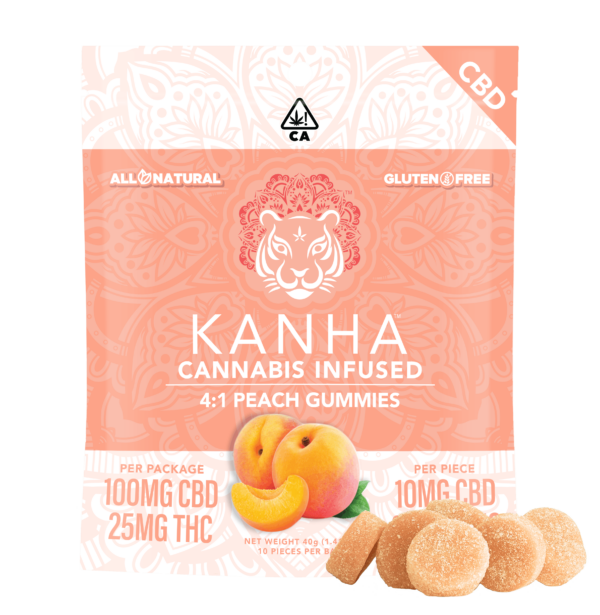 KANHA | Peach 4:1 CBD Gummies – 100mg